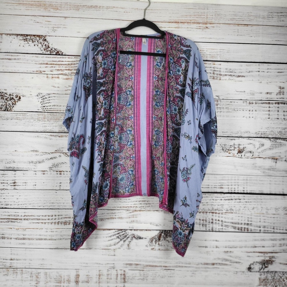 Francesca's Cardigan One Size Womens Cap Sleeve Open Front Multicolor Top